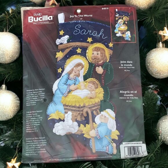 Bucilla Nativity Felt Stocking Kit: Joy to the World, Vintage Uncut - Picture 4 of 5